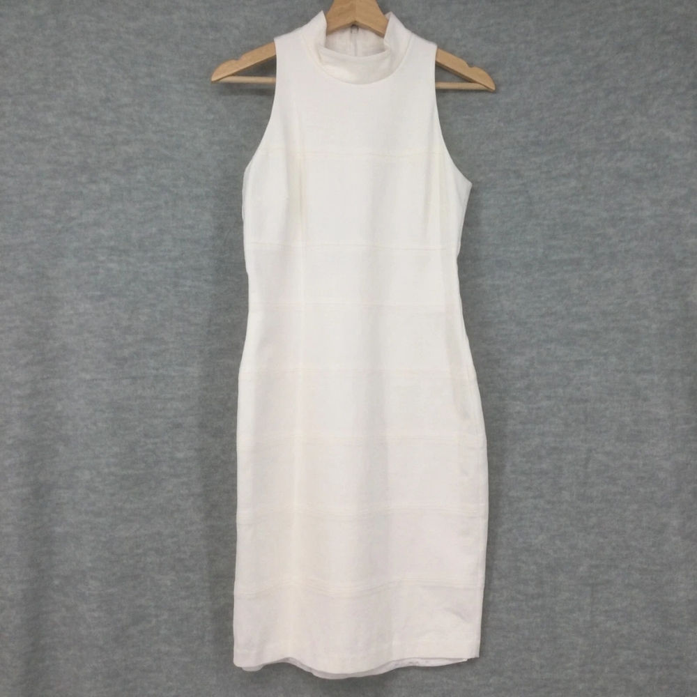 White House Black Market Cream Halter Sheath Dress